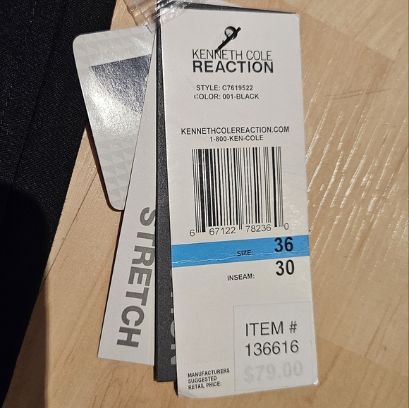 Kenneth Cole Reaction Mens Black Dress Pants size 36x30 NWT - Picture 5 of 6